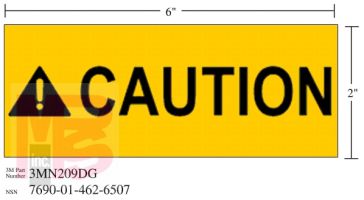 3M Diamond Grade Safety Sign 3MN209DG "CAUTION"  6 in x 2 in 10 per package