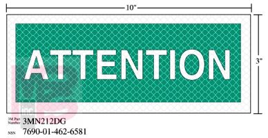 3M Diamond Grade Safety Sign 3MN212DG "ATTENTION"  10 in x 3 in 10 per package