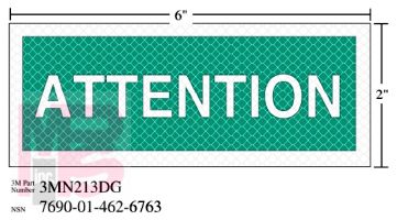 3M Diamond Grade Safety Sign 3MN213DG "ATTENTION"  6 in x 2 in 10 per package