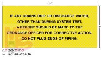 3M Diamond Grade Safety Sign 3MN221DG "IF ANY PIPING"  10 in x 3 in 10 per package