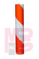 3M Engineer Grade Pre-Striped Barricade Sheeting CW46LNL Orange/White  6 in stripe/left  6 in x 50 yd