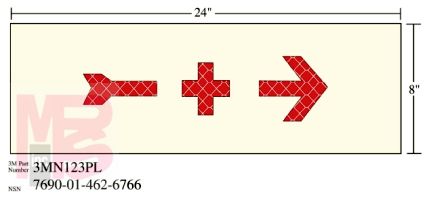 3M Photoluminescent Film 6900  Shipboard Sign 3MN123PL 24 in x 8 in + W/ARROW 10/pkg