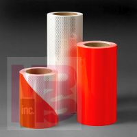 3M Diamond Grade DG³ Pre-Striped Barricade Sheeting Series 444L Orange/White  4 in left  7 3/4 in x 50 yd