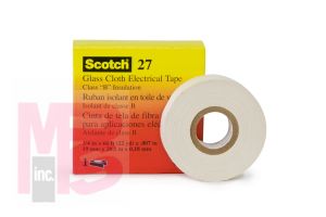 3M 27-1/2"X66' Glass Cloth Electrical Tape White Rubber Thermosetting Adhesive 1/2 in x 66 ft (13 mm x 20.1 m) - Micro Parts & Supplies, Inc.