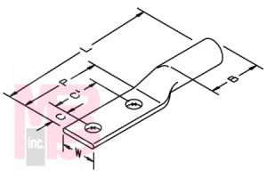 3M 31145 Scotchlok Copper Two Hole Long Barrel Lug up to 35 kV - Micro Parts & Supplies, Inc.