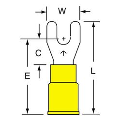 3M MVU10-6FK Scotchlok Fork Vinyl Insulated Butted Seam 12-10 AWG - Micro Parts & Supplies, Inc.