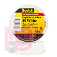 3M 35-White-3/4x66FT Scotch(R) Vinyl Electrical Color Coding Tape 3/4 in x 66 ft (19 mm x 20.1 m) - Micro Parts & Supplies, Inc.