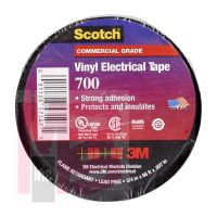 3M Scotch Vinyl Electrical Tape 700  2 in x 20 ft  Black  NO SHRINKWRAP  100 rolls/case  BULK