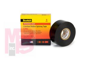 3M Scotch Linerless Rubber Splicing Tape 130C  3/4 in x 30 ft  Black  1 roll/carton  24 rolls/case