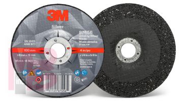 3M Silver Depressed Center Grinding Wheel 87456 T27 4 in x 1/4 in x 5/8 in 10 per inner 20 per case