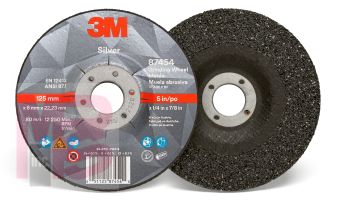 3M Silver Depressed Center Grinding Wheel 87454 T27 5 in x 1/4 in x 7/8 in 10 per inner 20 per case