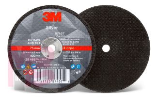 3M Silver Cut-Off Wheel 87457  T1 3 in x .035 in x 1/4 in 25 per inner 50 per case