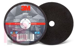 3M Silver Cut-Off Wheel 87458  T1 3 in x .035 in x 3/8 in 25 per inner 50 per case