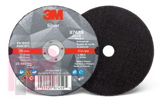 3M Silver Cut-Off Wheel 87459  T1 3 in x .060 in x 3/8 in 25 per inner 50 per case