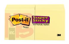 3M Post-it Super Sticky Notes 622-8SSCY  1 7/8 in x 1 7/8 in 90 sheet Canary Yellow 8-pack