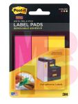 3M Post-it Super Sticky Label Pads 2900-FOY  1 in x 3 in Fireball Fuchsia Neon Orange and 3M Yellow 3 Pads 75 Labels