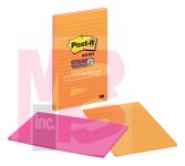 3M Post-it Super Sticky Notes 5845-SSUC  5 in x 8 in (127 mm x 203 mm) Rio de Janeiro Collection Lined 4 Pads/Pack