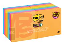 3M Post-it Super Sticky Notes 654-12SSAU+4  3 in x 3 in (76 mm x 76 mm) Rio de Janeiro Collection