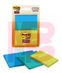 3M Post-it Super Sticky Notes 3432-SST  3 in x 3 in (76 mm x 76 mm) Bora Bora Collection 3 Pads/Pack 45 Sheets/Pad