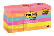 3M Post-it Notes 653-18AU  1.5 in x 2 in (34.9 mm x 47.6 mm)  Cape Town Collection 18 Pads/Pack 100 Sheets/Pad