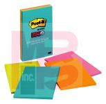 3M Post-it Super Sticky Notes 4621-SSMIA  4 in x 6 in (101 mm x 152 mm) Miami Collection 4 Pads/Pack 45 Sheets/Pad Lined