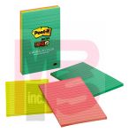 3M Post-it Super Sticky Notes 4645-3SSMIA  4 in x 6 in (101 mm x 152 mm) Miami Collection 3 Pads/Pack 45 Sheets/Pad Lined