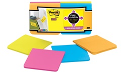 3M Post-it Super Sticky Full Adhesive Notes F330-12SSAU 3 in x 3 in (76 mm x 76 mm) Assorted Bright Colors 12 per case