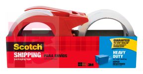 3M Scotch Heavy Duty Shipping Packaging Tape 3850-2-1RD 1.88 in x 54.6 yd. (48 mm x 50 m) 2 Rolls and 1 Dispenser/Pack 18 per case