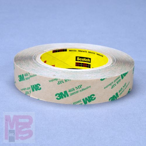 3M Adhesive Transfer Tape 468MP  Clear  9.75 in x 180 yd 5 mil  1 roll per case