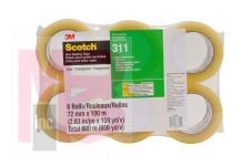 3M 311 PK6 Scotch Performance Box Sealing Tape Clear 72mm x 100m - Micro Parts &amp; Supplies, Inc.