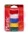 3M Scotch Colored Plastic Tape Assorted 190T  3/4 in x 125 in (19 mm x 3.17 m)