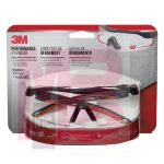 3M Performance Safety Eyewear  Aerodynamic Design 47090-WZ4 Black w/Red Accent Frame Clear Lens Anti-Fog