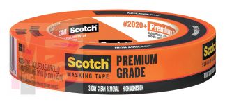 3M Scotch Masking Tape Premium Pro Grade  2020+OR24 .94 in x 60 yd (24 mm x 55 m) Orange