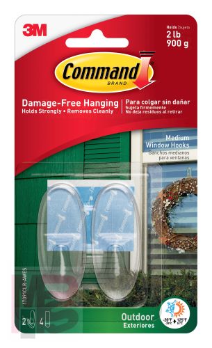 3M Command Outdoor Medium Clear Window Hooks with Clear Strips Value Pack  17091CLAWVPESB