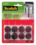 3M Scotch Round Felt Pads SP822-NA  Brown  1 in  32/pk