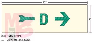 3M Photoluminescent Film 6900  Shipboard Sign 3MN122PL 12 in x 4 in D W/RGT ARW 10/pkg