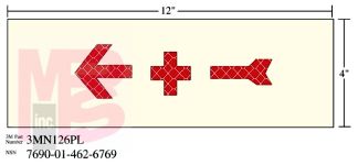 3M Photoluminescent Film 6900  Shipboard Sign 3MN126PL 12 in x 4 in + W/ARROW 10/pkg