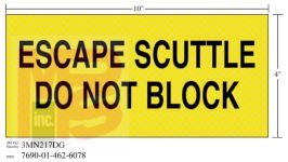 3M Diamond Grade Safety Sign 3MN217DG "ESCAPE BLOCK"  10 in x 4 in 10 per package