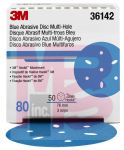 3M Hookit Blue Abrasive Disc Multi-hole36142 3 in80 50 discs per box 4 boxes per case